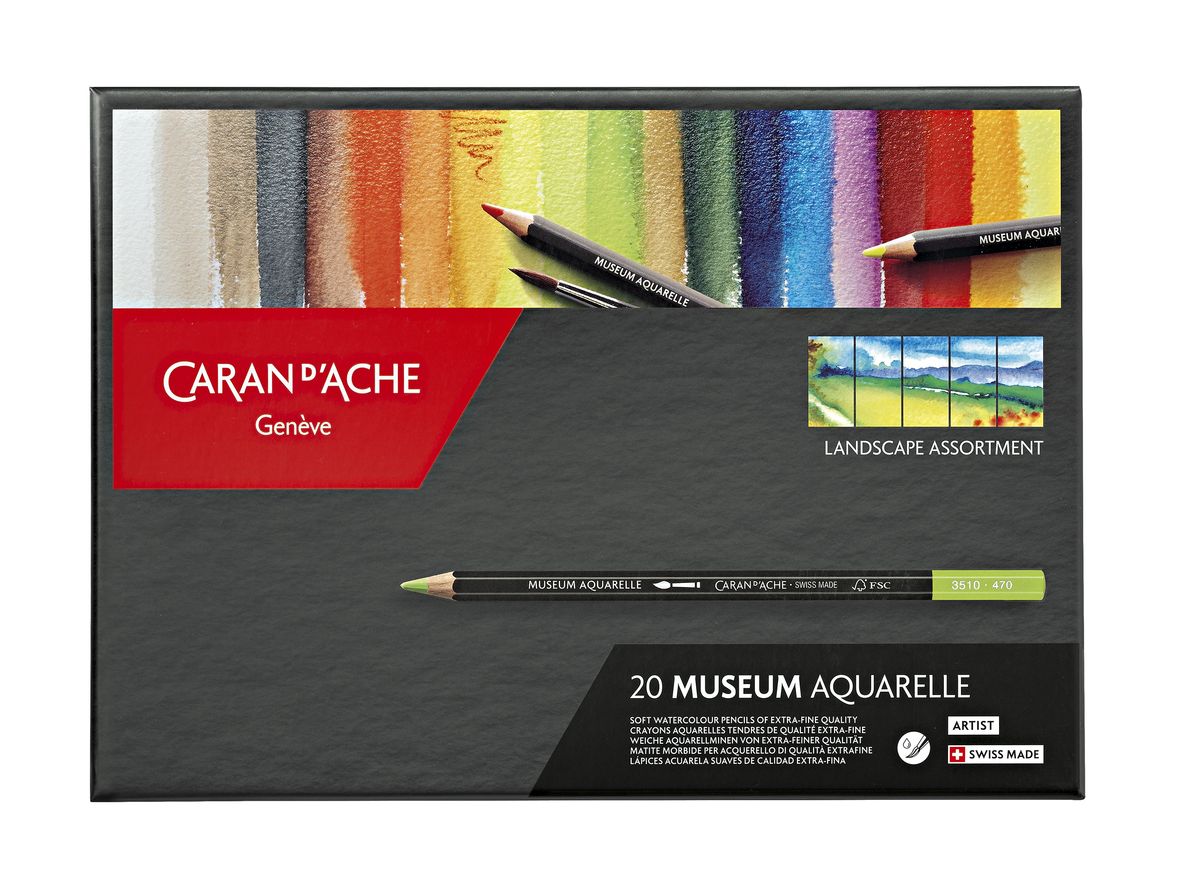 Caran d'Ache Museum Aquarelle 20er Set Landschaft Kartonschachtel mit 20 Farben