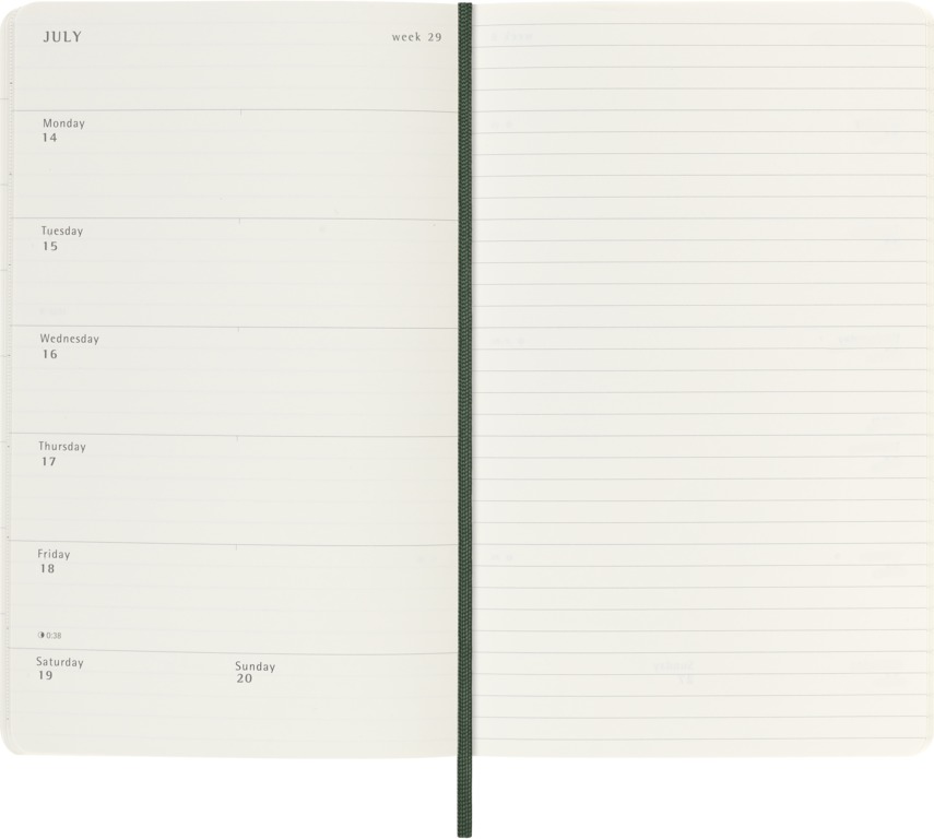 Moleskine Wochen-Notizkalender Large 18 Monate 2025-26 Softcover Myrtengrün