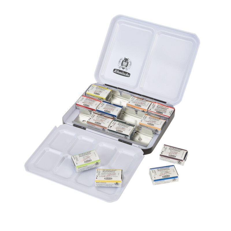 Schmincke Horadam Aquarellkasten 74646 Gris Set 12 x 1/1 Näpfchen