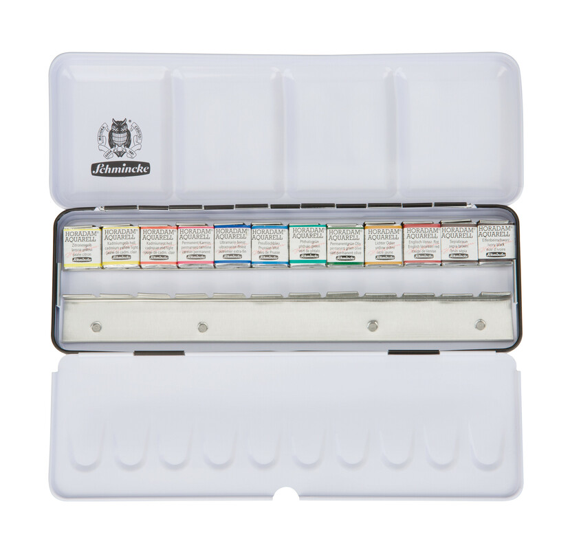 Schmincke Horadam Aquarellkasten 74412 12 x 1/2 Näpfchen