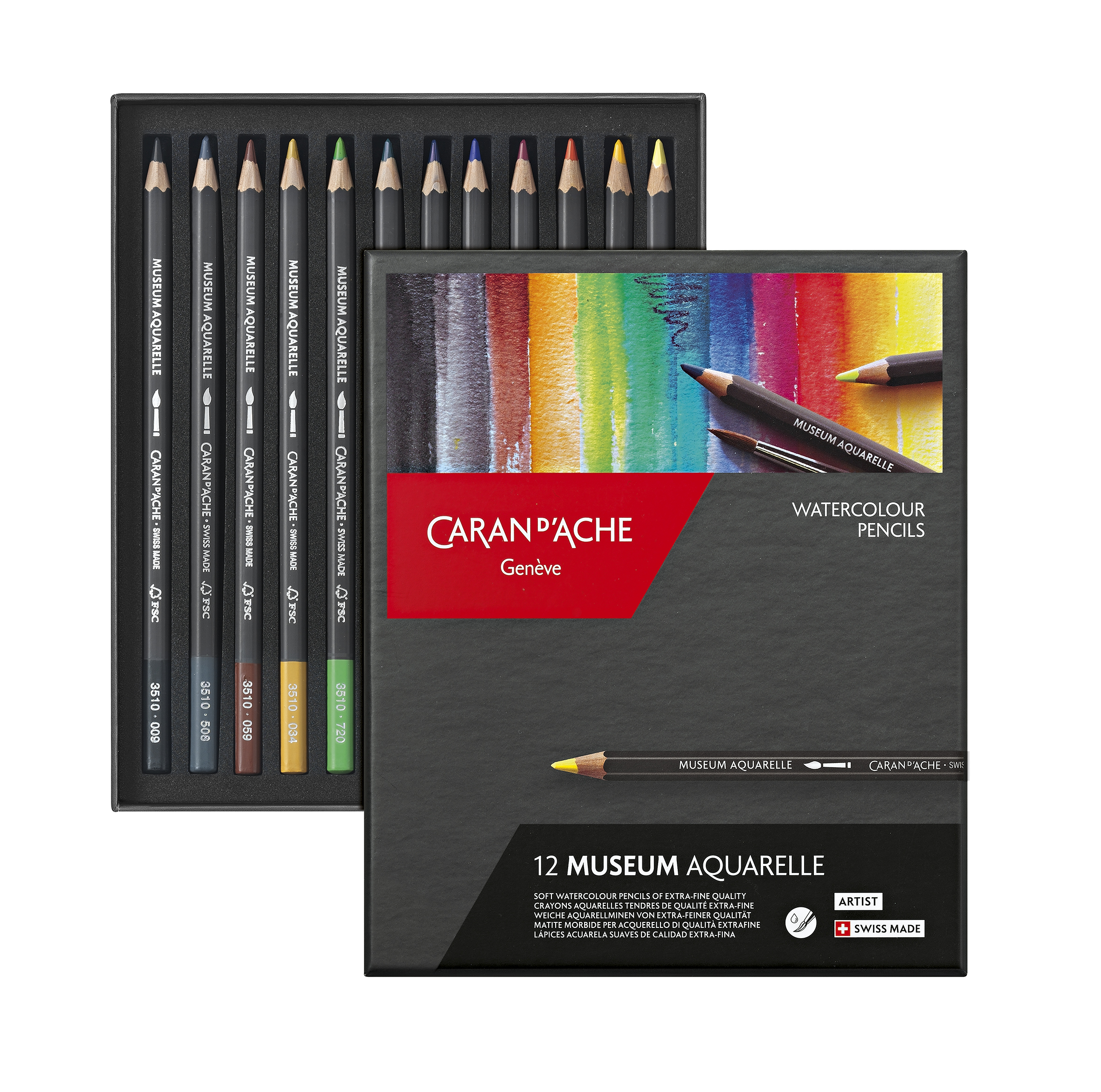 Caran d'Ache Museum Aquarelle 12er Set Kartonschachtel mit 12 Farben
