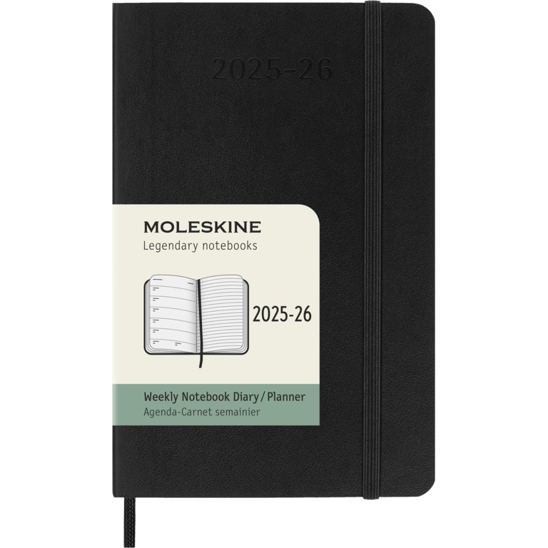 Moleskine Wochen-Notizkalender Pocket 18 Monate 2025-26 Softcover Schwarz