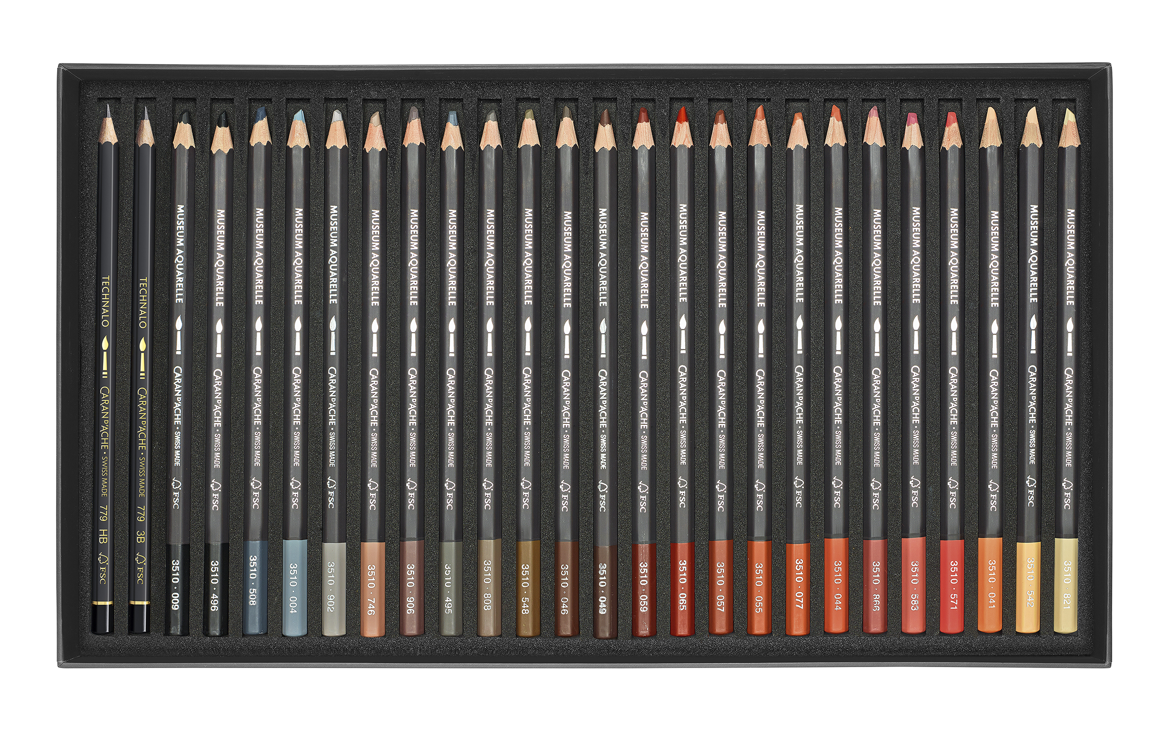 Caran d'Ache Museum Aquarelle 76er Set Kartonschachtel mit 76 Farben + 2 Technalo (3B/6B)