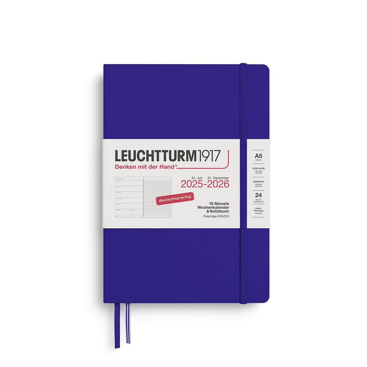 Leuchtturm Wochenkalender & Notizbuch Medium (A5) Hardcover 2026 18 Monate Deutsch
