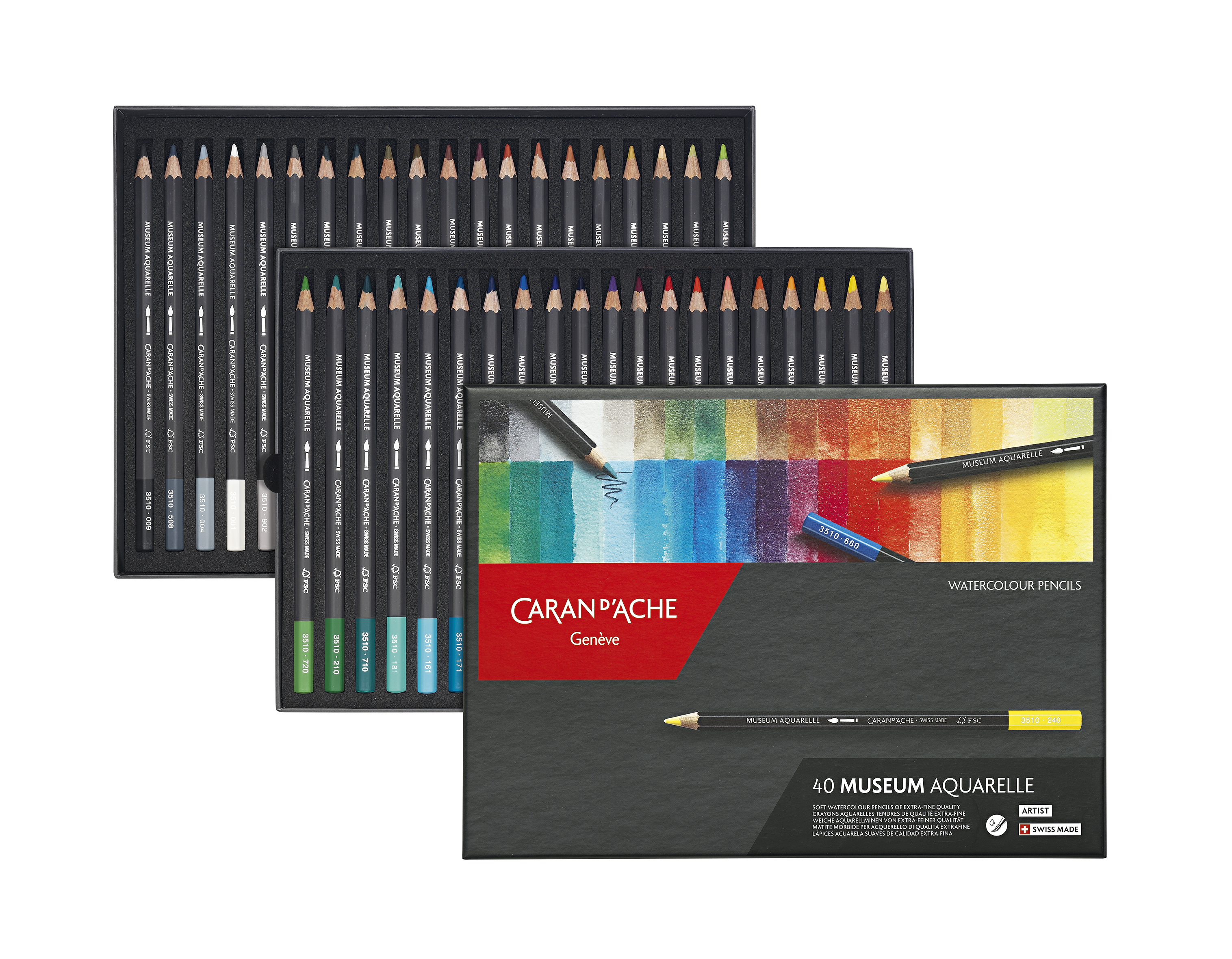 Caran d'Ache Museum Aquarelle 40er Set Kartonschachtel mit 40 Farben