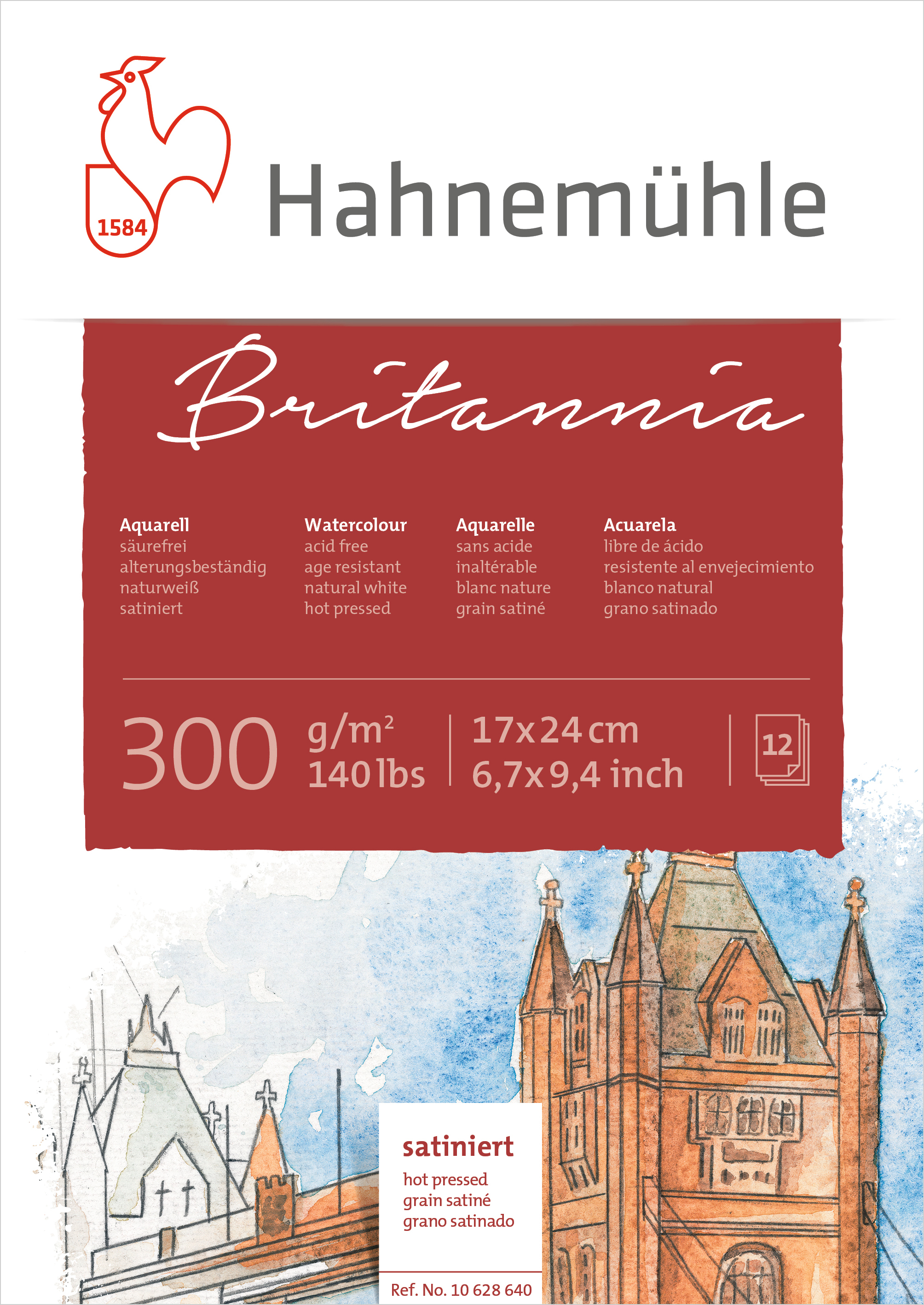 Hahnemühle Britannia Aquarellblock 17 x 24 cm Satiniert