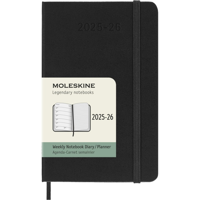 Moleskine Wochen-Notizkalender Pocket 18 Monate 2025-26 Hardcover Schwarz