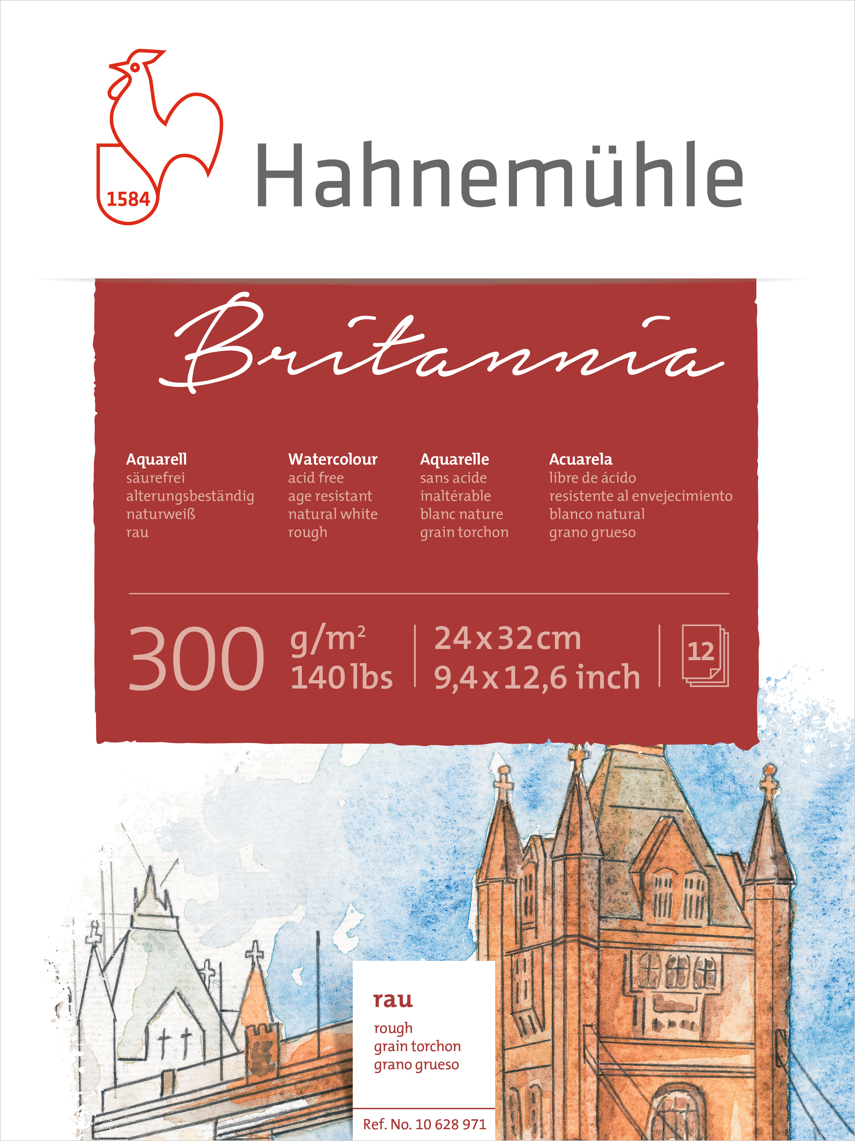 Hahnemühle Britannia Aquarellblock 24 x 32 cm Rau