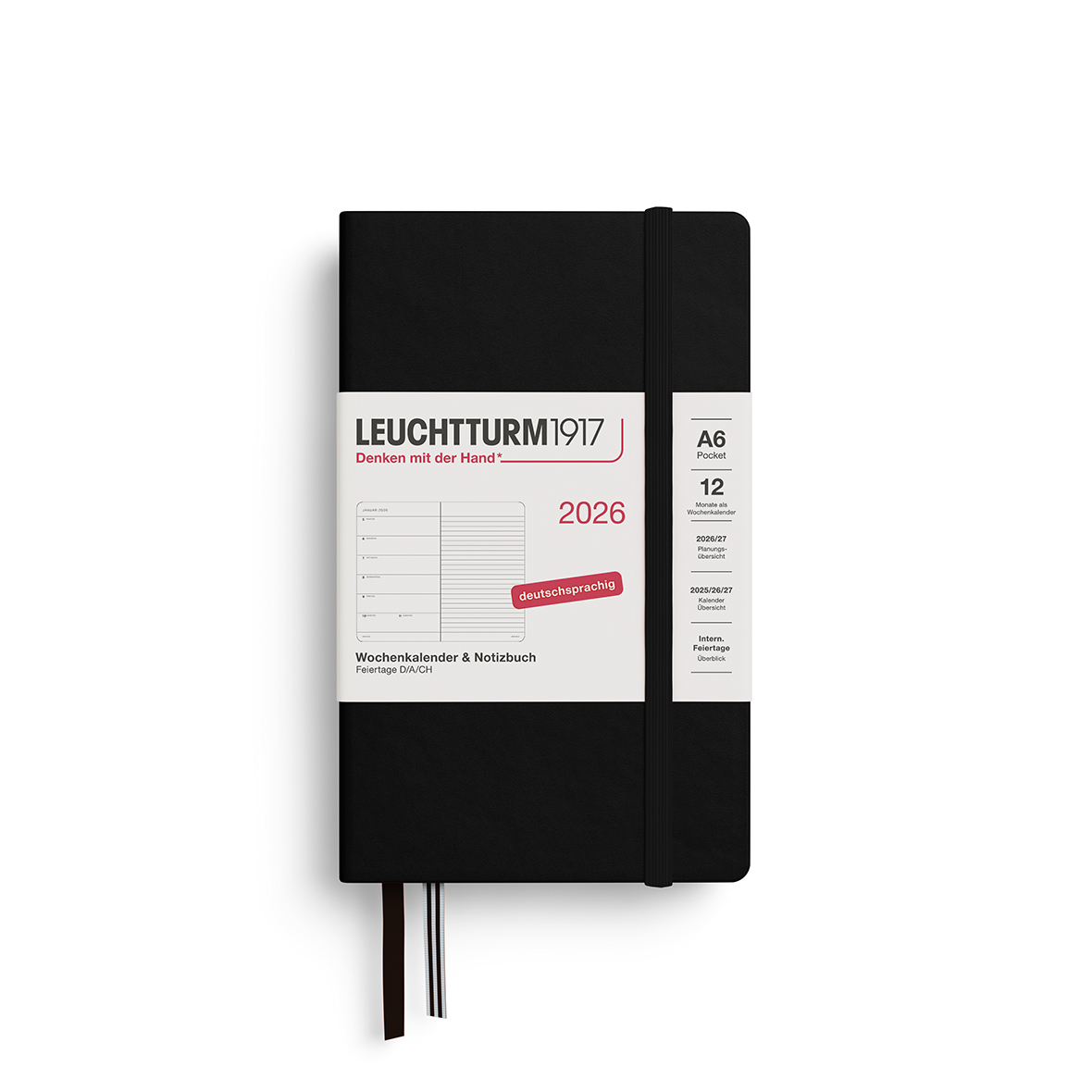 Leuchtturm Wochen- & Notizkalender Pocket (A6) 2026 