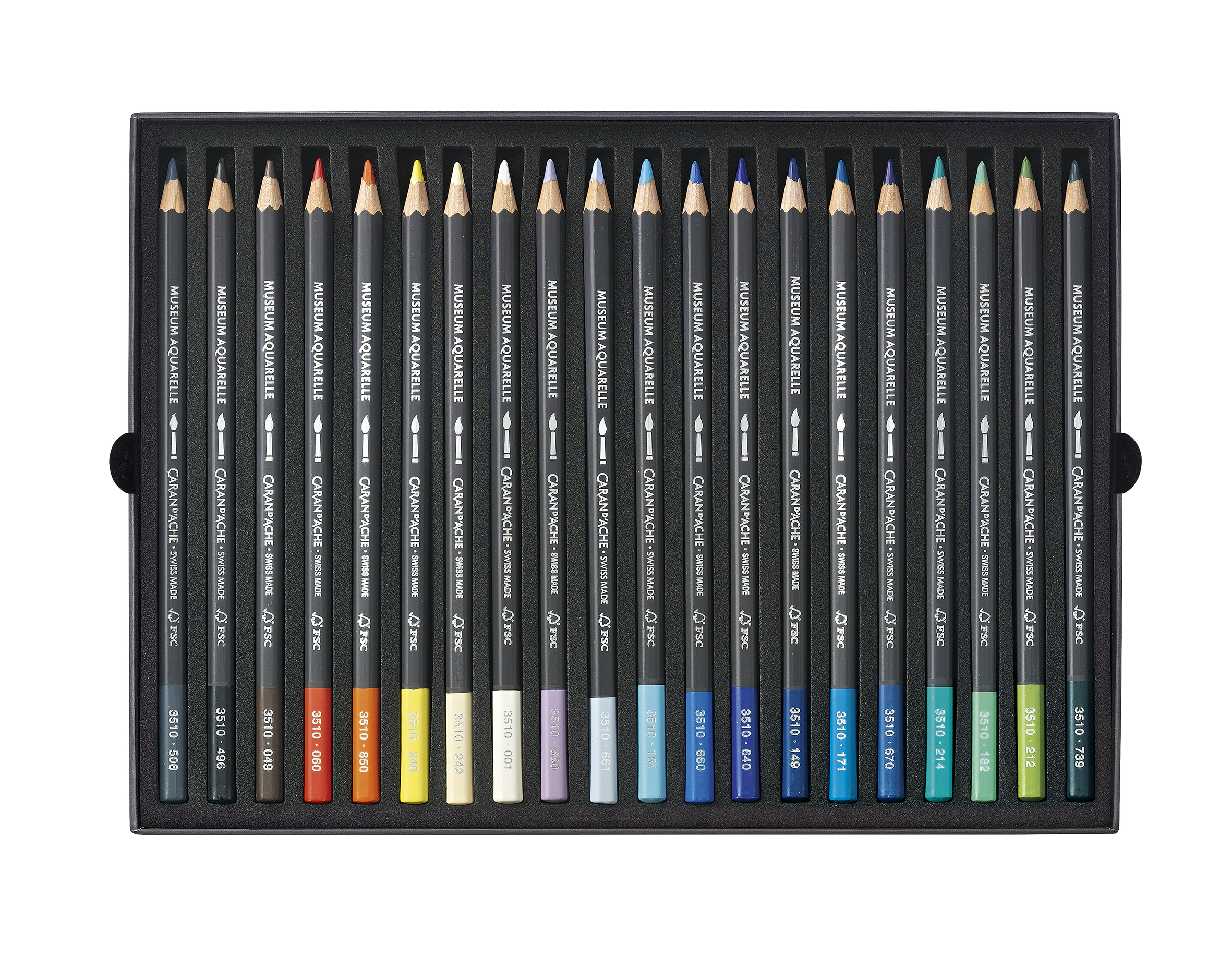 Caran d'Ache Museum Aquarelle 20er Set Marine Kartonschachtel mit 20 Farben
