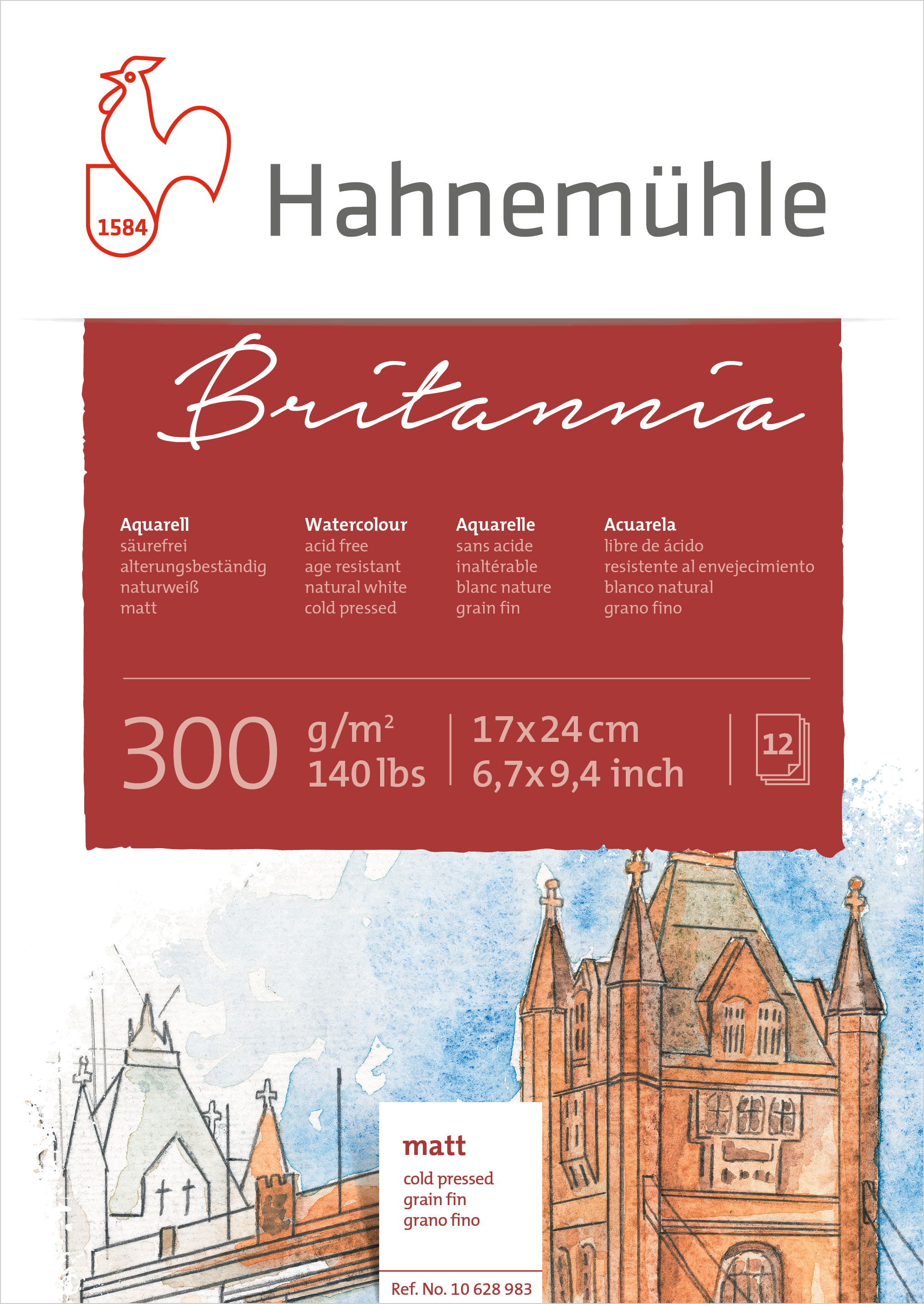 Hahnemühle Britannia Aquarellblock 17 x 24 Matt