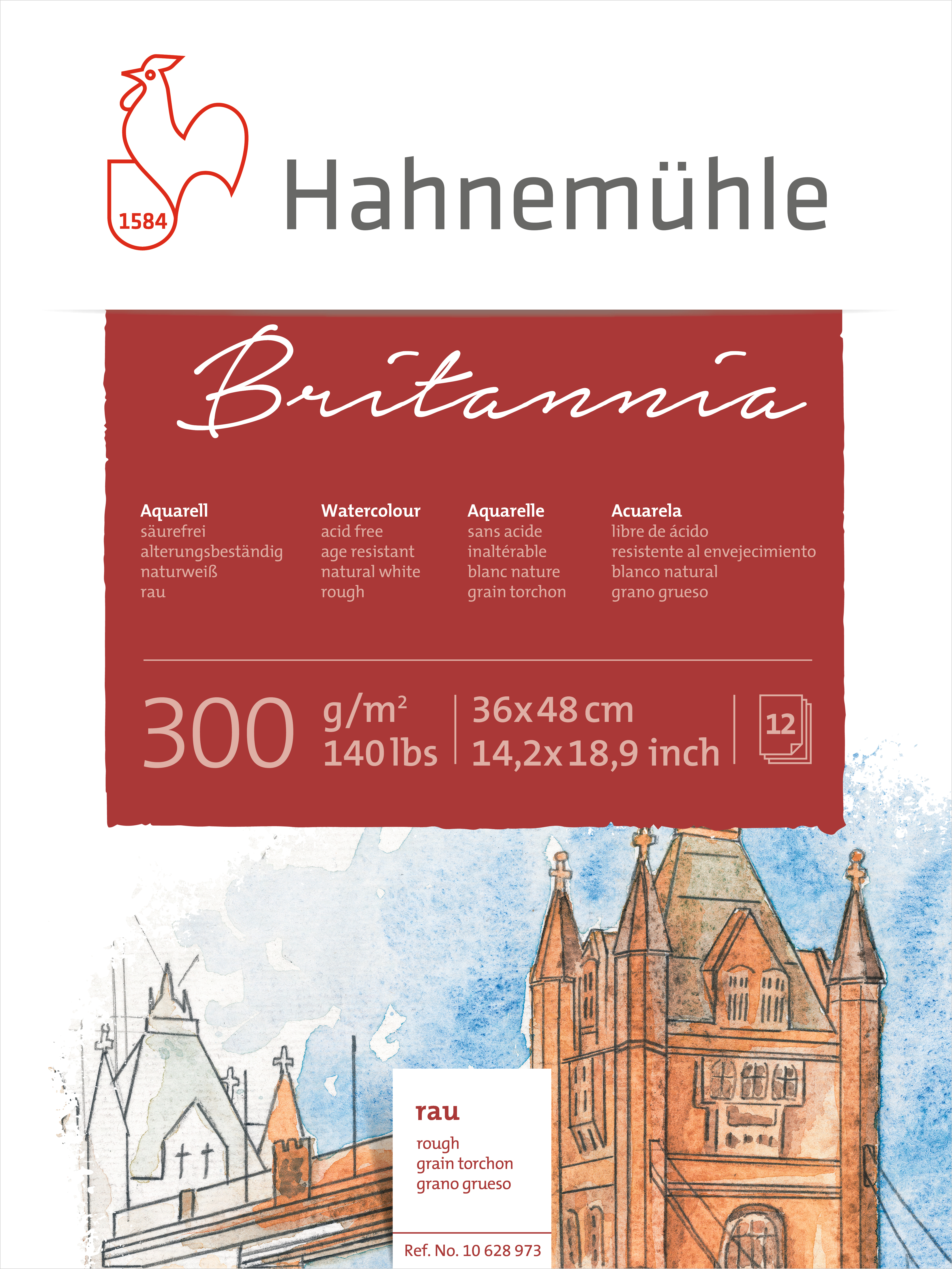 Hahnemühle Britannia Aquarellblock 36 x 48 cm Rau