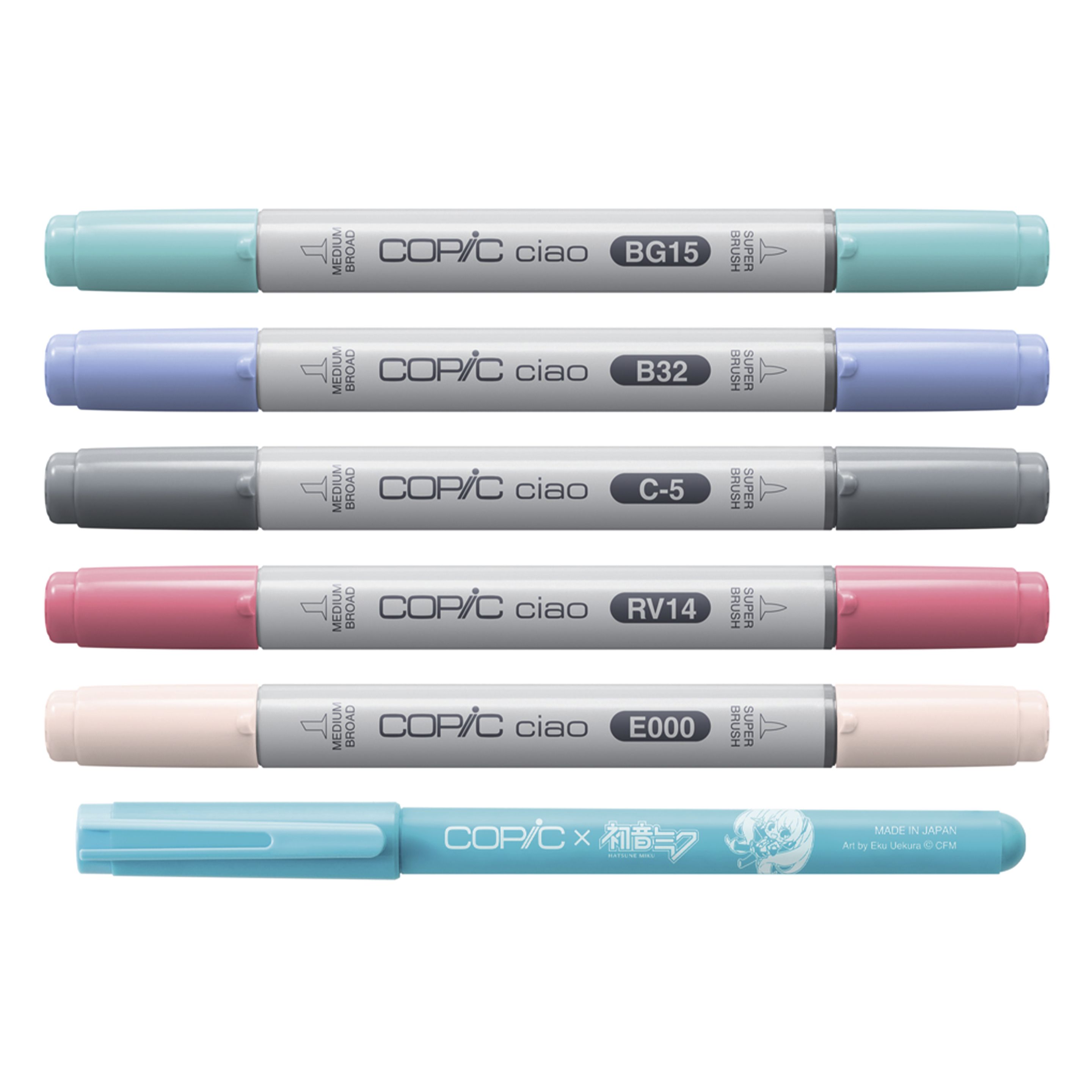 Copic Ciao Hatsune Miku Set Limited Edition enthält 5 Copic CIao und 1 Multiliner